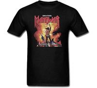 Summer Print Manowar T Shirt Hip Hop Casual Short Sleeve T Shirt O Neck Punk Shirts Men Tees Black T-Shirts à Manches Courtes(Large)
