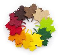 Summer-Ray Lot de 100 feuilles d'érable en feutre avec découpe laser pour décoration Vert/marron