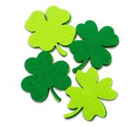 Summer-Ray Lot de 100 trèfles en feutre découpé au laser pour la Saint-Patrick 2 nuances vertes 4 motifs