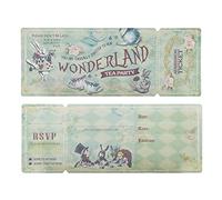 Summer-Ray Lot de 24 cartons d'invitation vintage Alice au pays des merveilles avec support de manche