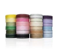 Summer-Ray Lot de 24 rouleaux de ruban gros-grain - Bords cousus multicolores - 10 mm de large - Ruban artisanal pour couture, emballage cadeau, nœuds pour cheveux et projets de bricolage