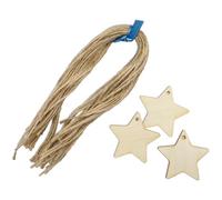 Summer-Ray Lot de 40 petites étiquettes vierges en bois avec 40 ficelles de jute - Étoiles en contreplaqué découpées au laser pour décorations festives, emballages cadeaux et loisirs créatifs