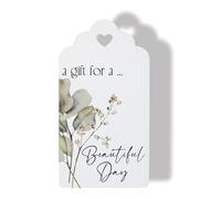 Summer-Ray Lot de 50 étiquettes cadeaux botaniques festonnées avec découpe en forme de cœur pour emballage, dragées et occasions spéciales