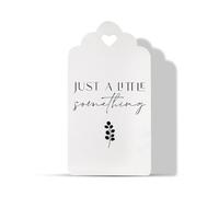 Summer-Ray Lot de 50 étiquettes cadeaux « Just a Little Something » - Design minimaliste sur papier cartonné recyclé - Découpe en cœur et bord festonné - Étiquettes de remerciement pour mariages