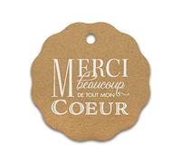 Summer-Ray Lot de 50 étiquettes carrées élégantes en papier kraft marron pour cadeaux de remerciement