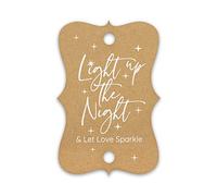 Summer-Ray Lot de 50 étiquettes scintillantes pour mariage Inscription Light Up The Night & Let Love Marron