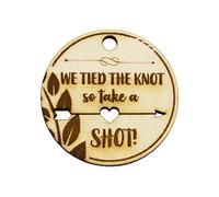 Summer-Ray Lot de 50 mini étiquettes en bois gravées au laser « We Tied The Knot so Take a Shot » (motif I, 30 mm)