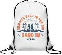 Summer Salt In The Air Sand In My Hair Two Babes Sac de gym décontracté avec cordon de serrage Blanc