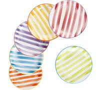 Summer Stripes Lot de 6 assiettes à gâteaux Assiette à dessert Rayures colorées Faïence 6 pers