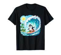Summer Surf Pingouin équitation Big Ocean Wave T-Shirt