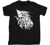 Summer T-Shirt, Round Neck Pure Cotton T-Shirt Pirate Sailor T Shirt Blackbeard Ship Jolly Roger Skull Crossbones Scallywag Tee Black T-Shirt Black M