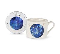 Summer Thornton Ensemble de tasses avec dessous de verre dans une boîte cadeau (motif Leo), tasse à café en céramique de 325 ml, tasse personnalisée avec signe du zodiaque et tasses à café pour femme