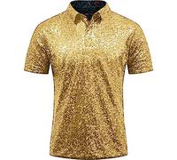 Summer Top, Chemises à Manches Courtes DéContractéEs pour Hommes à Paillettes Et Revers Style Disco AnnéEs 70 IdéAles pour Les SoiréEs en BoîTe De Nuit