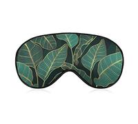 Summer Tropical Leaf Masque de sommeil avec les yeux bandés Feuilles de jungle dorées Réglable Super-Smooth Soft Eye Mask Cover pour hommes femmes Voyage et sieste
