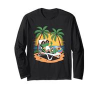Summer Vacation Frog Beach Cute Tropical Fun Animal Design Manche Longue