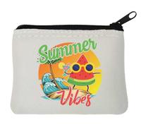 Summer Vibes Porte-monnaie en néoprène Motif île de pastèque Blanc 10 x 11 cm