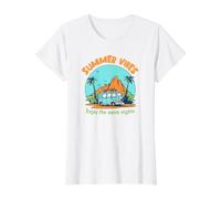 Summer Vibes Profitez des Nuits Chaudes T-Shirt Graphique avec Valeur, Femme, Blanc, S