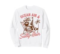Summer Vibes Racoon Beach Vacay Ocean Air & Salty A Hair Sweatshirt