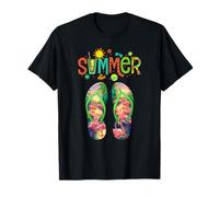 Summer Vibes Tongs Flamants Roses Fun Tropical Beach T-Shirt