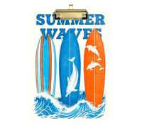 Summer Waves Board Planche à pince médicale avec motif dauphin pour salle de classe de 5e année Essentials pour enseignants, taille 22,9 x 31,5 cm, tenue dorée