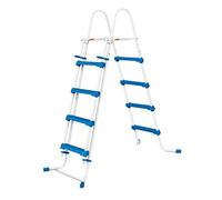 Summer Waves Échelle de sécurité - 4 niveaux - Bleu/Blanc - 132 cm - 150 kg - Pliable et Antidérapante