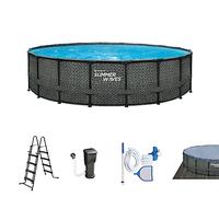 Summer Waves Piscine hors-sol Elite Frame en rotin Gris Ø 488 x 122 cm