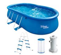 Summer Waves Quick Pool Kit complet piscine gonflable ovale Bleu 549 x 345 x 107 cm