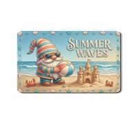 Summer Waves Tapis de séchage à vaisselle pour comptoir de cuisine, thème plage, égouttoir en caoutchouc absorbant, protection côtière amusante 30,5 x 50,8 cm