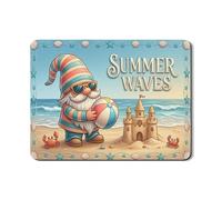 Summer Waves Tapis de séchage à vaisselle pour comptoir de cuisine, thème plage, égouttoir en caoutchouc absorbant, protecteur de tapis de séchage en cuir synthétique côtier amusant 45,7 x 61 cm
