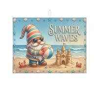 Summer Waves Tapis de séchage absorbant en microfibre pour comptoir de cuisine, nain de plage bleu, 45,7 x 61 cm