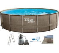 Summer Waves Zwembad Elite Frame 488 X 122 cm Dark Triple Basketweave + zandfilterpomp