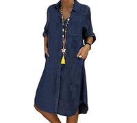 Summer Women's V Neck Short Sleeve Cotton Linen Shirt Split Robe Vintage Casual Vest Dress