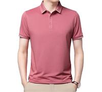 Summer Workout Polo Shirt Mens Lightweight Breathable Short Sleeve Casual Lapel Tee for Golf(Skin Red,3XL)