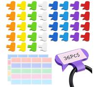 Summerbrite 36 Pièces Étiquette Cable, Multicolores Inscriptibles, Avec Etiquette Autocollante, Convient pour le Marquage et la Gestion des Câbles et des Clés (Ovale)
