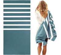 SummerSand Serviette de Plage Microfibre Séchage Rapide, Anti Sable - Compacte, Légère - Matériaux Recyclés - avec Sac Inclus - Drap de Plage Grand Format (160x80 cm - Ocean Green)