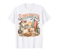 Summerween Beach Ghost Campfire Planche de Surf Citrouille Coucher de Soleil T-Shirt
