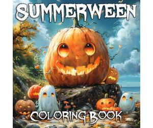 Summerween Coloring Book: Spooky Summer: Terrifying Monsters, Zombies, Evil Pumpkins, Creepy Dolls, Gnomes, Cute Witches, and Cats at the Beach. Funny Gothic Horror Coloring Book for Adults and Teens