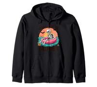 Summerween Just Waiting for Halloween Squelette Sunset Sweat à Capuche