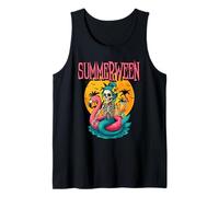 Summerween Skeleton Mermaid Flamingo Floatie Halloween Beach Débardeur
