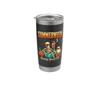 Summerween Squelette Halloween Fantôme effrayant Vacances à la plage Gobelet isotherme en acier inoxydable double paroi