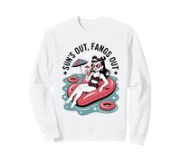 Summerween Sun's Out Fangs Out Funny Summer Halloween Pool Sweatshirt