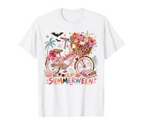 Summerween Vélo d'équitation Léopard Rose Plage T-Shirt