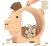 Summidate Tirelire en Bois Personnalisable pour garçons, Filles, Enfants, Grande factures, pièces de Monnaie, Pot d'économie, Cadeau d'anniversaire pour Enfants