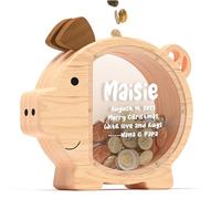Summidate Tirelire en Bois Personnalisable pour garçons, Filles, Enfants, Grande factures, pièces de Monnaie, Pot d'économie, Cadeau d'anniversaire pour Enfants