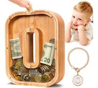 SummiDate Tirelire Lettre en Bois | Personnalisable Tirelire incassable pour garçons et Enfants | Alphabet A-Z| Cadeau d'anniversaire de Banque de pièces pour Les Filles