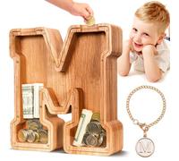 SummiDate Tirelire Lettre en Bois | Personnalisable Tirelire incassable pour garçons et Enfants | Alphabet A-Z| Cadeau d'anniversaire de Banque de pièces pour Les Filles