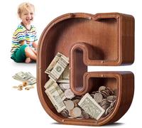 SummiDate Tirelire Lettre en Bois | Personnalisable Tirelire incassable pour garçons et Enfants | Alphabet A-Z| Cadeau d'anniversaire de Banque de pièces pour Les Filles