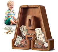 SummiDate Tirelire Lettre en Bois | Personnalisable Tirelire incassable pour garçons et Enfants | Alphabet A-Z| Cadeau d'anniversaire de Banque de pièces pour Les Filles
