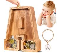 SummiDate Tirelire Lettre en Bois | Personnalisable Tirelire incassable pour garçons et Enfants | Alphabet A-Z| Cadeau d'anniversaire de Banque de pièces pour Les Filles
