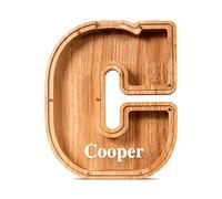 SummiDate Tirelire Lettre en Bois | Personnalisable Tirelire incassable pour garçons et Enfants | Alphabet A-Z| Cadeau d'anniversaire de Banque de pièces pour Les Filles